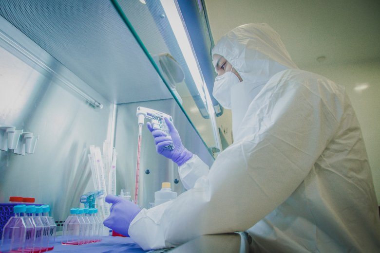 Trabajo de cultivo celular estéril en una cabina de bioseguridad Clase A2